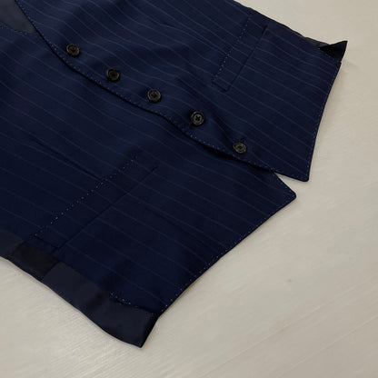 【中古品】【メンズ】 PAUL SMITH ポール・スミス LOLO PIANA STRIPE 3PIECE SET UP SUIT ロロピアーナ ストライプ3ピース セットアップスーツ トップス ボトムス ベスト 141-260817-ss-10-tei サイズ：M/※内部 汚れ有 カラー：ネイビー 万代Net店