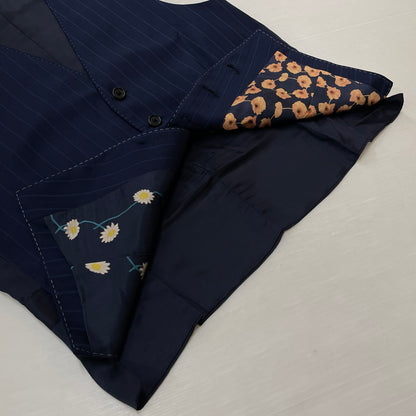 【中古品】【メンズ】 PAUL SMITH ポール・スミス LOLO PIANA STRIPE 3PIECE SET UP SUIT ロロピアーナ ストライプ3ピース セットアップスーツ トップス ボトムス ベスト 141-260817-ss-10-tei サイズ：M/※内部 汚れ有 カラー：ネイビー 万代Net店