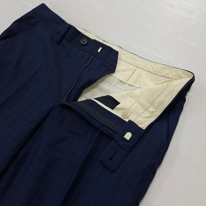 【中古品】【メンズ】 PAUL SMITH ポール・スミス LOLO PIANA STRIPE 3PIECE SET UP SUIT ロロピアーナ ストライプ3ピース セットアップスーツ トップス ボトムス ベスト 141-260817-ss-10-tei サイズ：M/※内部 汚れ有 カラー：ネイビー 万代Net店