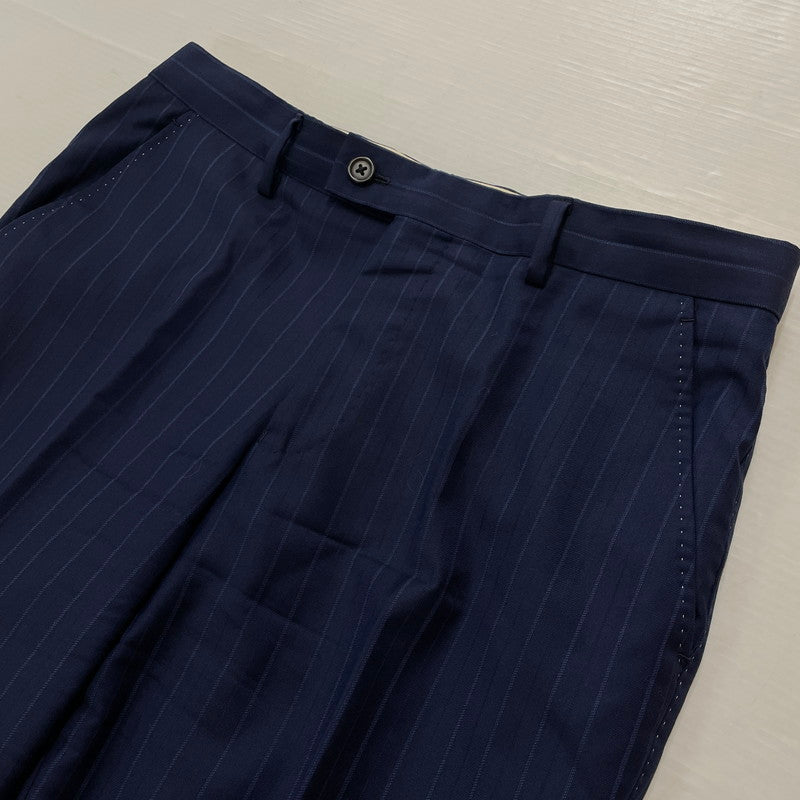 【中古品】【メンズ】 PAUL SMITH ポール・スミス LOLO PIANA STRIPE 3PIECE SET UP SUIT ロロピアーナ ストライプ3ピース セットアップスーツ トップス ボトムス ベスト 141-260817-ss-10-tei サイズ：M/※内部 汚れ有 カラー：ネイビー 万代Net店