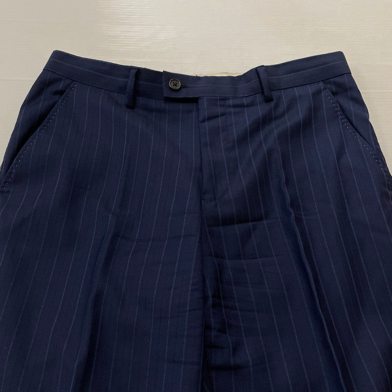 【中古品】【メンズ】 PAUL SMITH ポール・スミス LOLO PIANA STRIPE 3PIECE SET UP SUIT ロロピアーナ ストライプ3ピース セットアップスーツ トップス ボトムス ベスト 141-260817-ss-10-tei サイズ：M/※内部 汚れ有 カラー：ネイビー 万代Net店