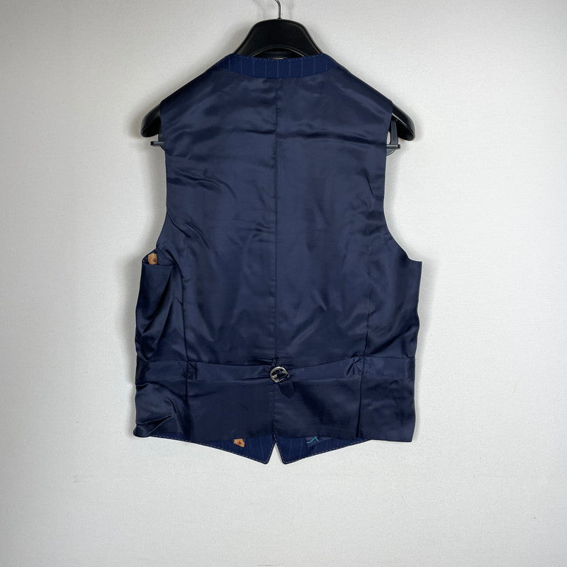 【中古品】【メンズ】 PAUL SMITH ポール・スミス LOLO PIANA STRIPE 3PIECE SET UP SUIT ロロピアーナ ストライプ3ピース セットアップスーツ トップス ボトムス ベスト 141-260817-ss-10-tei サイズ：M/※内部 汚れ有 カラー：ネイビー 万代Net店