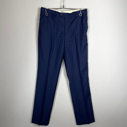 【中古品】【メンズ】 PAUL SMITH ポール・スミス LOLO PIANA STRIPE 3PIECE SET UP SUIT ロロピアーナ ストライプ3ピース セットアップスーツ トップス ボトムス ベスト 141-260817-ss-10-tei サイズ：M/※内部 汚れ有 カラー：ネイビー 万代Net店