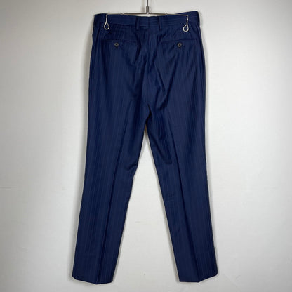 【中古品】【メンズ】 PAUL SMITH ポール・スミス LOLO PIANA STRIPE 3PIECE SET UP SUIT ロロピアーナ ストライプ3ピース セットアップスーツ トップス ボトムス ベスト 141-260817-ss-10-tei サイズ：M/※内部 汚れ有 カラー：ネイビー 万代Net店