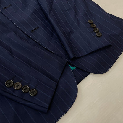 【中古品】【メンズ】 PAUL SMITH ポール・スミス LOLO PIANA STRIPE 3PIECE SET UP SUIT ロロピアーナ ストライプ3ピース セットアップスーツ トップス ボトムス ベスト 141-260817-ss-10-tei サイズ：M/※内部 汚れ有 カラー：ネイビー 万代Net店