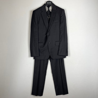 【現状渡し品】【メンズ】 PAUL SMITH ポール・スミス LOLO PIANA STRIPE 3PIECE SET UP SUIT ロロピアーナ ストライプ3ピース セットアップスーツ トップス ボトムス ベスト 141-260817-ss-11-tei サイズ：M/※内部 汚れ有 カラー：ブラック 万代Net店