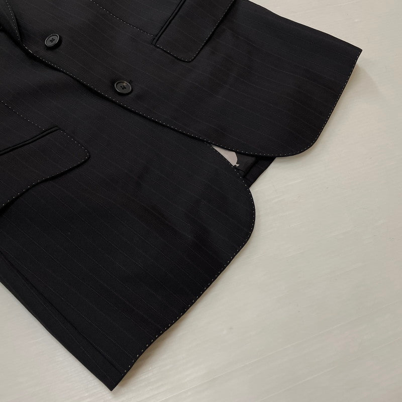 【現状渡し品】【メンズ】 PAUL SMITH ポール・スミス LOLO PIANA STRIPE 3PIECE SET UP SUIT ロロピアーナ ストライプ3ピース セットアップスーツ トップス ボトムス ベスト 141-260817-ss-11-tei サイズ：M/※内部 汚れ有 カラー：ブラック 万代Net店