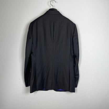 【現状渡し品】【メンズ】 PAUL SMITH ポール・スミス LOLO PIANA STRIPE 3PIECE SET UP SUIT ロロピアーナ ストライプ3ピース セットアップスーツ トップス ボトムス ベスト 141-260817-ss-11-tei サイズ：M/※内部 汚れ有 カラー：ブラック 万代Net店