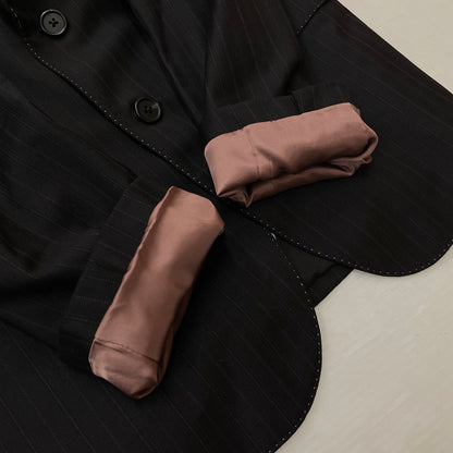 【現状渡し品】【メンズ】 PAUL SMITH ポール・スミス LOLO PIANA STRIPE 3PIECE SET UP SUIT ロロピアーナ ストライプ3ピース セットアップスーツ トップス ボトムス ベスト 141-260817-ss-11-tei サイズ：M/※内部 汚れ有 カラー：ブラック 万代Net店