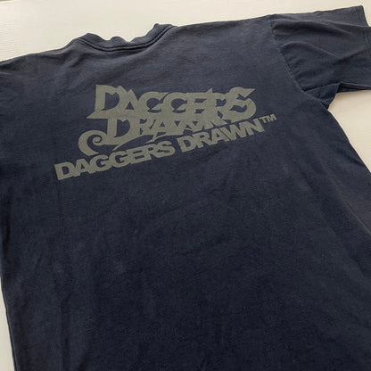 【中古品】【メンズ】 STUSSY ステューシー × CUSTOMADE NO3 DAGGERS DRAWN カスタムメイド ダガーズドローン 別注コラボ SKULL S/S TEE スカル ショートスリーブ Tシャツ 半袖トップス 142-260603-ss-07-tei サイズ：不明 カラー：ネイビー 万代Net店