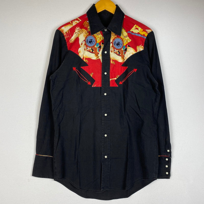 【中古品】【メンズ】 USED ユーズド WESTERN L/S SHIRT ウエスタン ロングスリーブ シャツ 長袖トップス 145-260716-ss-05-tei サイズ：M カラー：ブラック 万代Net店