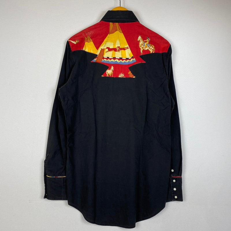 【中古品】【メンズ】 USED ユーズド WESTERN L/S SHIRT ウエスタン ロングスリーブ シャツ 長袖トップス 145-260716-ss-05-tei サイズ：M カラー：ブラック 万代Net店