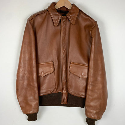 【中古品】【メンズ】 VANSON バンソン A-2 FLIGHT JACKET 6158 フライトジャケット ライトアウター レザージャケット ミリタリー 145-260531-ko-06-tei サイズ：36 カラー：ブラウン 万代Net店