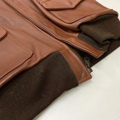 【中古品】【メンズ】 VANSON バンソン A-2 FLIGHT JACKET 6158 フライトジャケット ライトアウター レザージャケット ミリタリー 145-260531-ko-06-tei サイズ：36 カラー：ブラウン 万代Net店