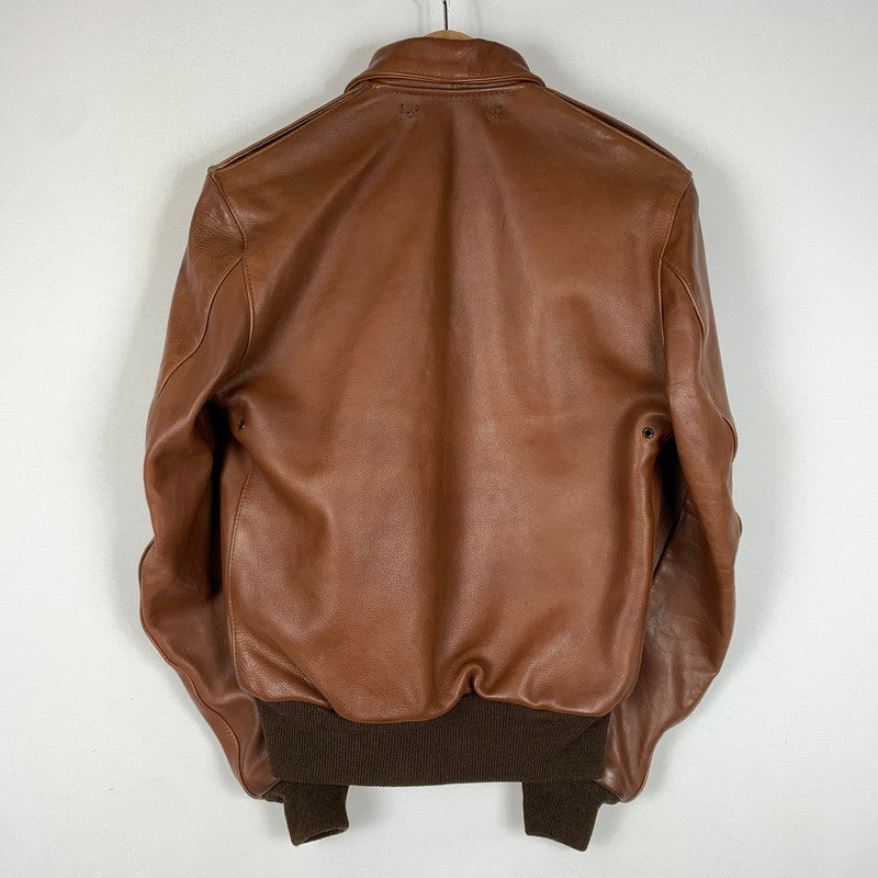 【中古品】【メンズ】 VANSON バンソン A-2 FLIGHT JACKET 6158 フライトジャケット ライトアウター レザージャケット ミリタリー 145-260531-ko-06-tei サイズ：36 カラー：ブラウン 万代Net店