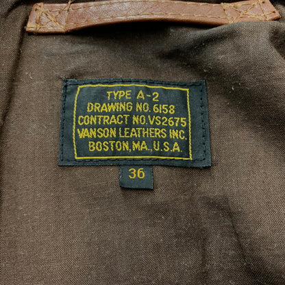 【中古品】【メンズ】 VANSON バンソン A-2 FLIGHT JACKET 6158 フライトジャケット ライトアウター レザージャケット ミリタリー 145-260531-ko-06-tei サイズ：36 カラー：ブラウン 万代Net店