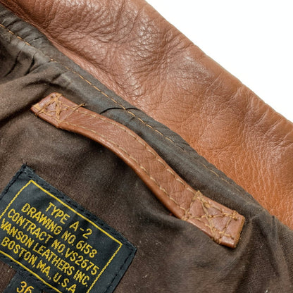 【中古品】【メンズ】 VANSON バンソン A-2 FLIGHT JACKET 6158 フライトジャケット ライトアウター レザージャケット ミリタリー 145-260531-ko-06-tei サイズ：36 カラー：ブラウン 万代Net店