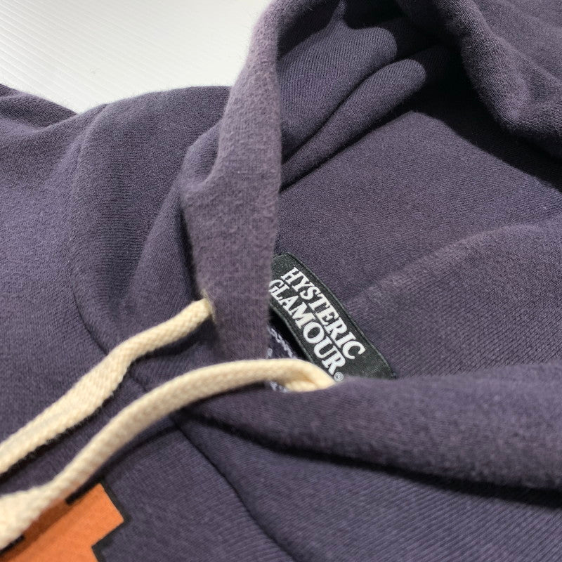 【中古品】【メンズ】 HYSTERIC GLAMOUR ヒステリックグラマー WOODPECKER PRINT HOODIE 0243CF15 ウッドペッカー プリント フーディ 長袖 トップス プルオーバーパーカー 140-260615-yo-10-tei サイズ：M カラー：ネイビー 万代Net店