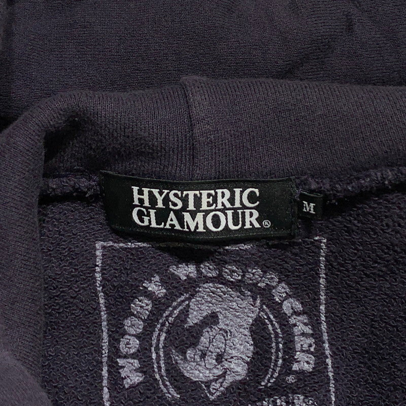 【中古品】【メンズ】 HYSTERIC GLAMOUR ヒステリックグラマー WOODPECKER PRINT HOODIE 0243CF15 ウッドペッカー プリント フーディ 長袖 トップス プルオーバーパーカー 140-260615-yo-10-tei サイズ：M カラー：ネイビー 万代Net店