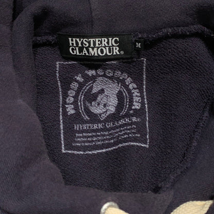 【中古品】【メンズ】 HYSTERIC GLAMOUR ヒステリックグラマー WOODPECKER PRINT HOODIE 0243CF15 ウッドペッカー プリント フーディ 長袖 トップス プルオーバーパーカー 140-260615-yo-10-tei サイズ：M カラー：ネイビー 万代Net店