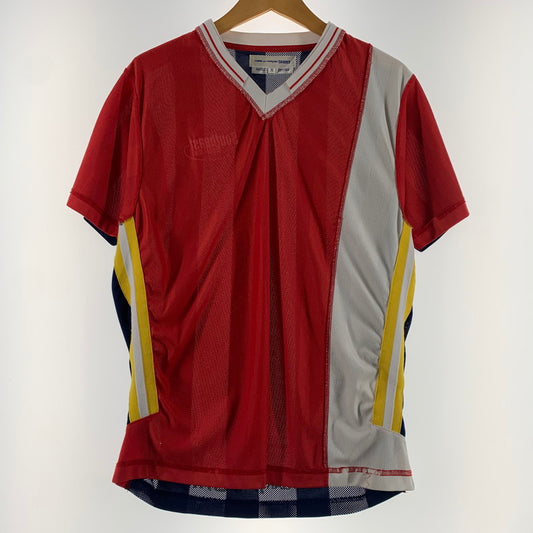【現状渡し品】【メンズ】 COMME des Garcons コムデギャルソン DOCKING SOCCER TEE W12801 ドッキング サッカー Tシャツ 半袖 トップス 140-260531-ko-20-tei サイズ：M カラー：レッド 万代Net店