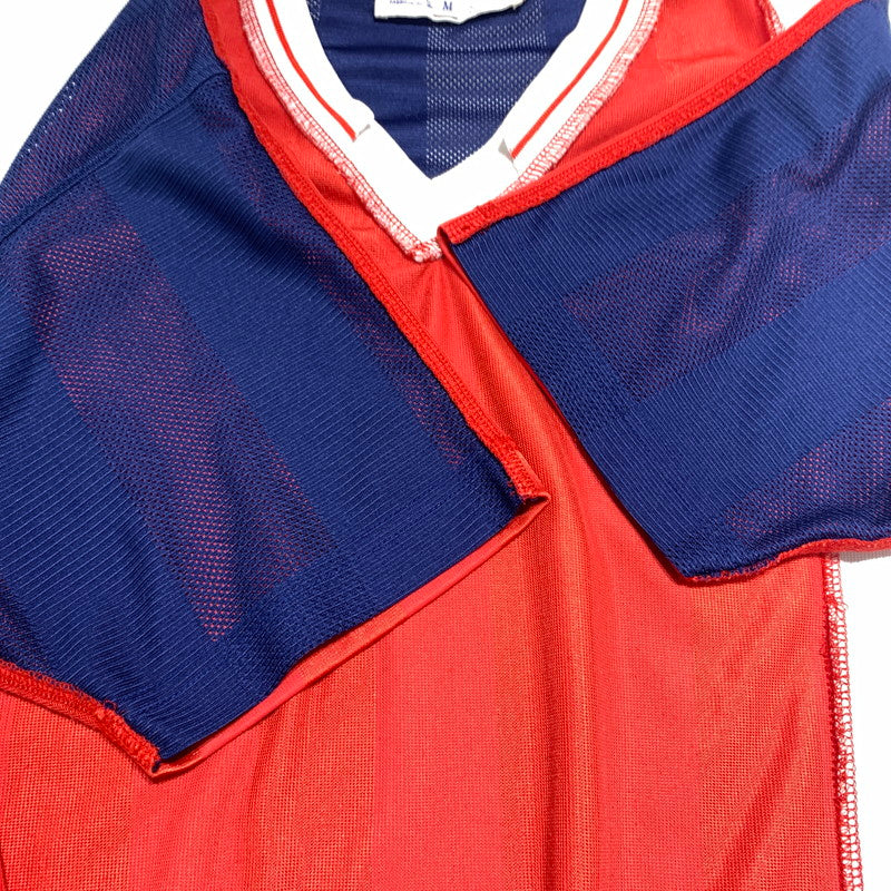 【現状渡し品】【メンズ】 COMME des Garcons コムデギャルソン DOCKING SOCCER TEE W12801 ドッキング サッカー Tシャツ 半袖 トップス 140-260531-ko-20-tei サイズ：M カラー：レッド 万代Net店