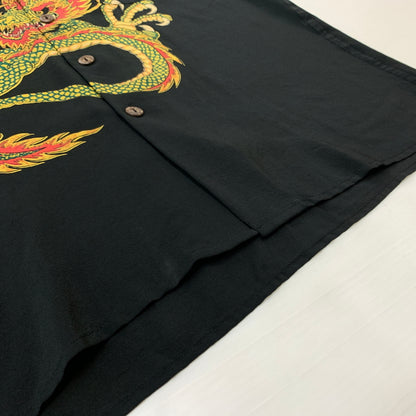 【中古品】【メンズ】 AVANTI アバンティ DRAGON SILK SHIRT ドラゴン シルクシャツ 半袖 トップス ボタンダウン 145-260626-ko-13-tei サイズ：XS カラー：ブラック 万代Net店