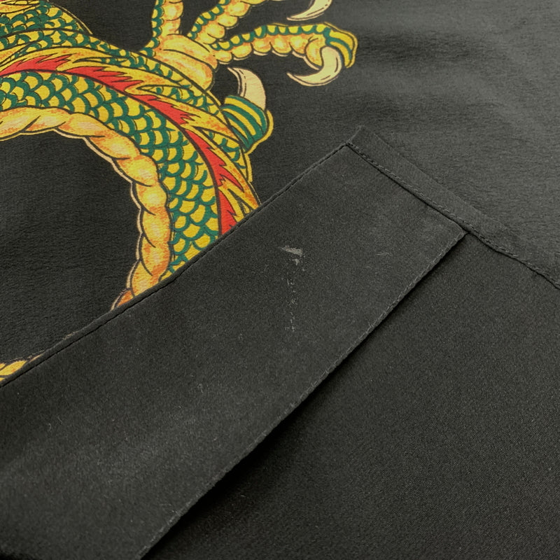 【中古品】【メンズ】 AVANTI アバンティ DRAGON SILK SHIRT ドラゴン シルクシャツ 半袖 トップス ボタンダウン 145-260626-ko-13-tei サイズ：XS カラー：ブラック 万代Net店