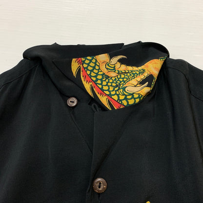 【中古品】【メンズ】 AVANTI アバンティ DRAGON SILK SHIRT ドラゴン シルクシャツ 半袖 トップス ボタンダウン 145-260626-ko-13-tei サイズ：XS カラー：ブラック 万代Net店