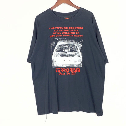【中古品】【メンズ】 TOXICLOTHES トキシクローズ 90's TERRORISM JUST DO IT TEE 90年代 テロリズム ジャスト イット Tシャツ 半袖 トップス 145-260829-sa-06-tei サイズ：不明 カラー：ブラック 万代Net店