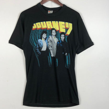 【中古品】【メンズ】 SIGNAL シグナル 80's VINTAGE JOURNEY "RAISED ON THE RADIO" TEE 80年代 ヴィンテージ ジャーニー レイズド オン ザ ラジオ Tシャツ 半袖 トップス 145-260711-sa-13-tei サイズ：L カラー：ブラック 万代Net店