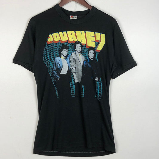 【中古品】【メンズ】 SIGNAL シグナル 80's VINTAGE JOURNEY "RAISED ON THE RADIO" TEE 80年代 ヴィンテージ ジャーニー レイズド オン ザ ラジオ Tシャツ 半袖 トップス 145-260711-sa-13-tei サイズ：L カラー：ブラック 万代Net店
