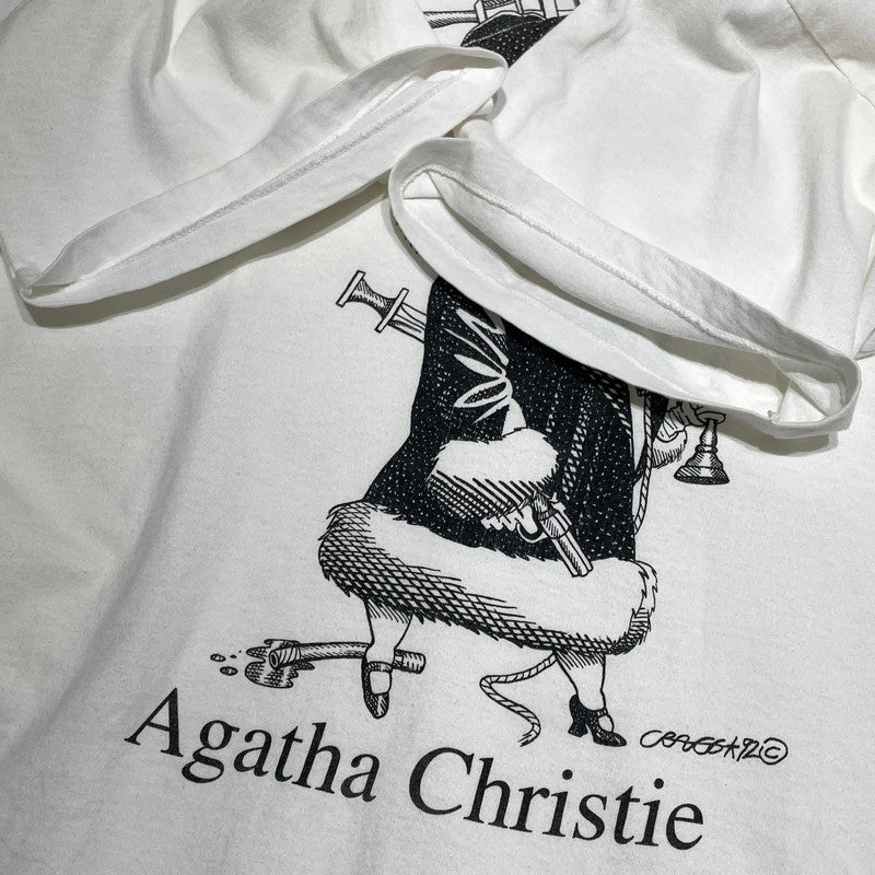 【中古品】【メンズ】 90'S Largely Literary アガサクリスティ 風刺画イラスト プリント T SOFFE SHIRTS ヴィンテージ 145-260818-nm-73-tei サイズ：L カラー：ホワイト 万代Net店
