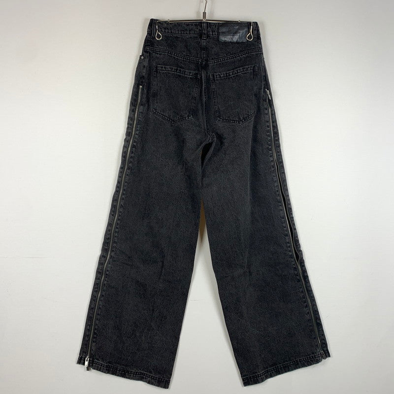 【中古品】【レディース】 adidas アディダス ADILENIUM SEASON3 ZIP WASHED DENIM JX9211 ジップ ウォッシュド デニムパンツ ボトムス ジーンズ 168-260602-ko-14-tei サイズ：26 カラー：ブラック 万代Net店