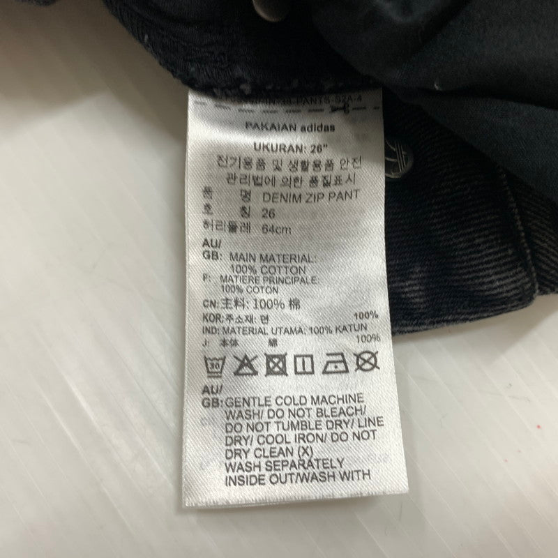 【中古品】【レディース】 adidas アディダス ADILENIUM SEASON3 ZIP WASHED DENIM JX9211 ジップ ウォッシュド デニムパンツ ボトムス ジーンズ 168-260602-ko-14-tei サイズ：26 カラー：ブラック 万代Net店