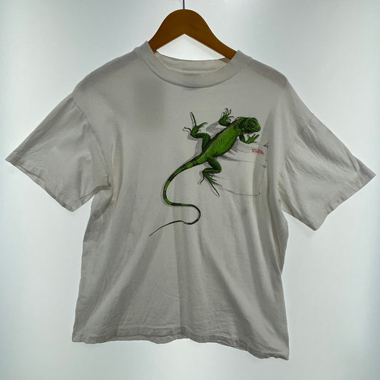 【中古品】【メンズ】 HANES 90S イグアナ プリント ナチュラルワンダーズ ヴィンテージアニマル Tシャツ 145-260818-nm-71-tei サイズ：M カラー：ホワイト 万代Net店