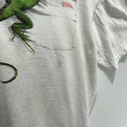 【中古品】【メンズ】 HANES 90S イグアナ プリント ナチュラルワンダーズ ヴィンテージアニマル Tシャツ 145-260818-nm-71-tei サイズ：M カラー：ホワイト 万代Net店