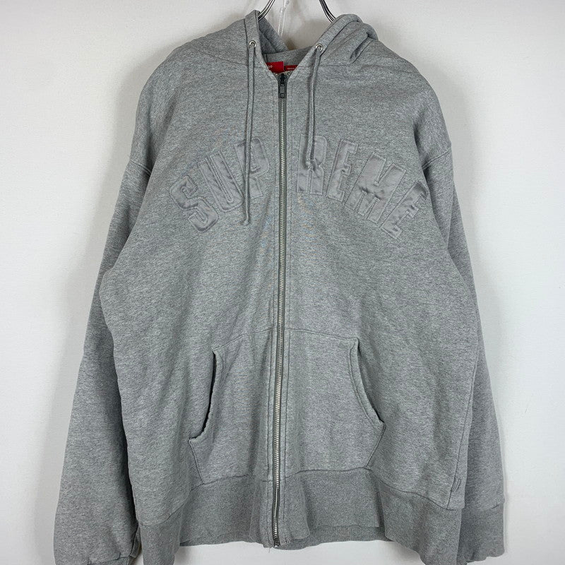 【現状渡し品】【メンズ】 Supreme シュプリーム ARC LOGO THERMAL ZIP UP SWEATSHIRT ロゴ サーマルジップアップ スウェットシャツ トップス フルジップパーカー 149-260602-ko-16-tei サイズ：L カラー：グレー 万代Net店