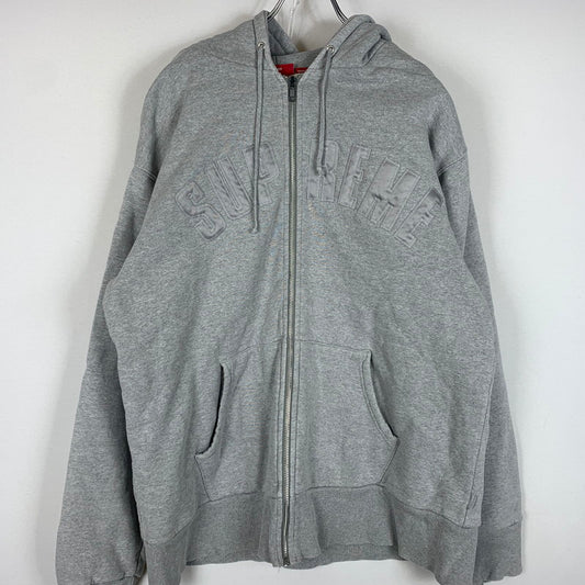 【現状渡し品】【メンズ】 Supreme シュプリーム ARC LOGO THERMAL ZIP UP SWEATSHIRT ロゴ サーマルジップアップ スウェットシャツ トップス フルジップパーカー 149-260602-ko-16-tei サイズ：L カラー：グレー 万代Net店