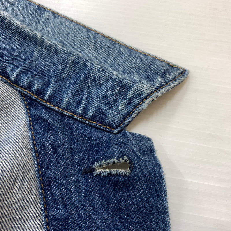【中古品】【メンズ】 BALENCIAGA バレンシアガ 529177 TBP46 BACK LOGO DENIM JACKET バック ロゴ デニムジャケット ライトアウター Gジャン ダメージ加工 141-260602-ko-01-tei サイズ：34 カラー：インディゴ 万代Net店