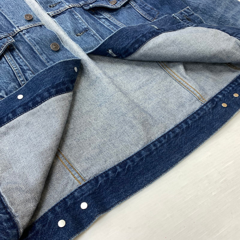 【中古品】【メンズ】 BALENCIAGA バレンシアガ 529177 TBP46 BACK LOGO DENIM JACKET バック ロゴ デニムジャケット ライトアウター Gジャン ダメージ加工 141-260602-ko-01-tei サイズ：34 カラー：インディゴ 万代Net店