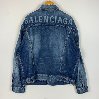 【中古品】【メンズ】 BALENCIAGA バレンシアガ 529177 TBP46 BACK LOGO DENIM JACKET バック ロゴ デニムジャケット ライトアウター Gジャン ダメージ加工 141-260602-ko-01-tei サイズ：34 カラー：インディゴ 万代Net店