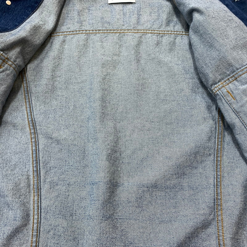 【中古品】【メンズ】 BALENCIAGA バレンシアガ 529177 TBP46 BACK LOGO DENIM JACKET バック ロゴ デニムジャケット ライトアウター Gジャン ダメージ加工 141-260602-ko-01-tei サイズ：34 カラー：インディゴ 万代Net店