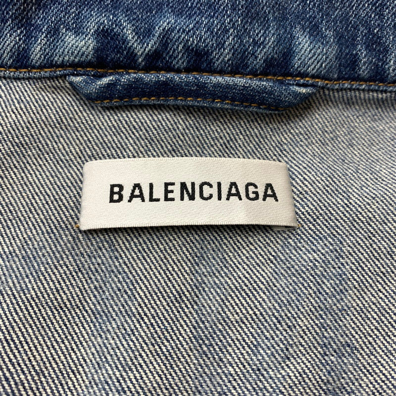 【中古品】【メンズ】 BALENCIAGA バレンシアガ 529177 TBP46 BACK LOGO DENIM JACKET バック ロゴ デニムジャケット ライトアウター Gジャン ダメージ加工 141-260602-ko-01-tei サイズ：34 カラー：インディゴ 万代Net店