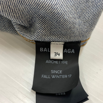 【中古品】【メンズ】 BALENCIAGA バレンシアガ 529177 TBP46 BACK LOGO DENIM JACKET バック ロゴ デニムジャケット ライトアウター Gジャン ダメージ加工 141-260602-ko-01-tei サイズ：34 カラー：インディゴ 万代Net店