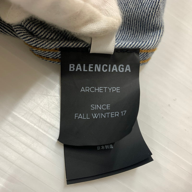 【中古品】【メンズ】 BALENCIAGA バレンシアガ 529177 TBP46 BACK LOGO DENIM JACKET バック ロゴ デニムジャケット ライトアウター Gジャン ダメージ加工 141-260602-ko-01-tei サイズ：34 カラー：インディゴ 万代Net店