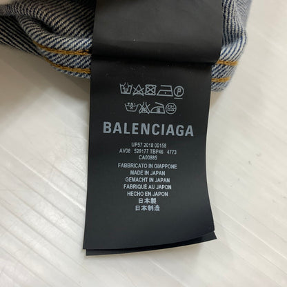 【中古品】【メンズ】 BALENCIAGA バレンシアガ 529177 TBP46 BACK LOGO DENIM JACKET バック ロゴ デニムジャケット ライトアウター Gジャン ダメージ加工 141-260602-ko-01-tei サイズ：34 カラー：インディゴ 万代Net店
