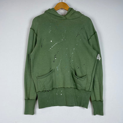 【中古品】【メンズ】 DELINQUENT BROS デリンクエントブロス TYPE 40's DAMAGE HOODIE 40年タイプ ダメージ フーディ 長袖 トップス プルオーバーパーカー 140-260606-yo-18-tei サイズ：S カラー：グリーン 万代Net店