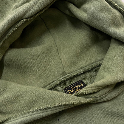 【中古品】【メンズ】 DELINQUENT BROS デリンクエントブロス TYPE 40's DAMAGE HOODIE 40年タイプ ダメージ フーディ 長袖 トップス プルオーバーパーカー 140-260606-yo-18-tei サイズ：S カラー：グリーン 万代Net店