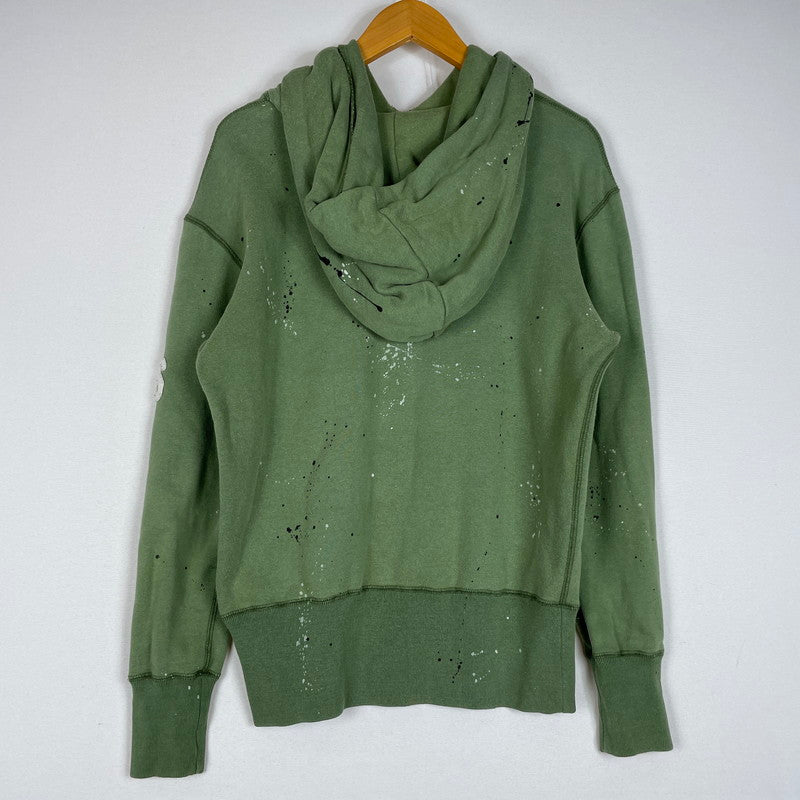 【中古品】【メンズ】 DELINQUENT BROS デリンクエントブロス TYPE 40's DAMAGE HOODIE 40年タイプ ダメージ フーディ 長袖 トップス プルオーバーパーカー 140-260606-yo-18-tei サイズ：S カラー：グリーン 万代Net店